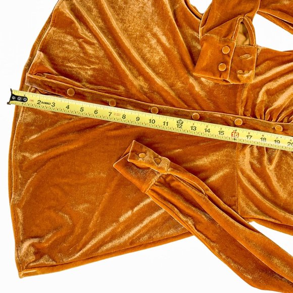 New Urban Outfitters Nellie Velvet Ruched Mini Dress Orange Size Small - Picture 11 of 15
